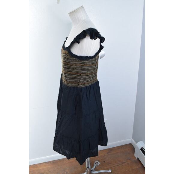 J Crew Dress Womens Petite Large Black Smocked Mini Sleeveless Cotton New - Picture 2 of 7